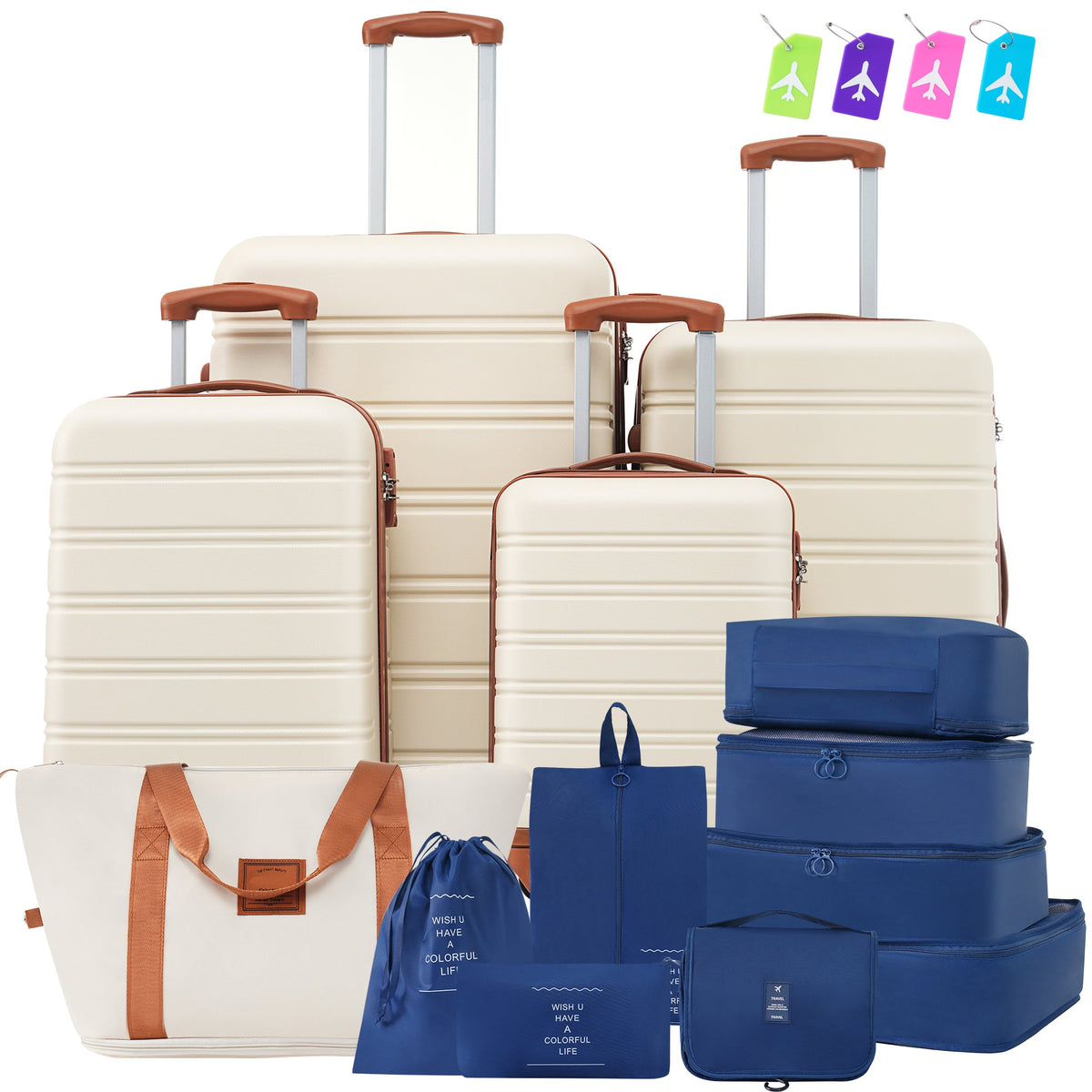Hardshell Luggage Sets 4 pcs + Bag Spinner Suitcase with TSA Lock