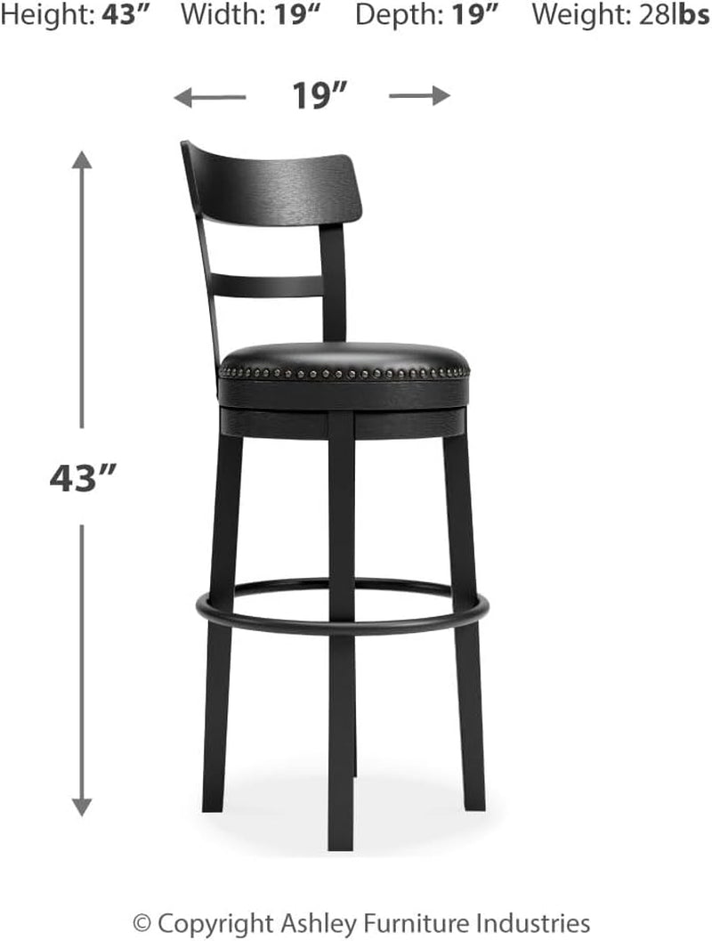 Valebeck 30.38 Black Upholstered Pub Height Swivel Barstool