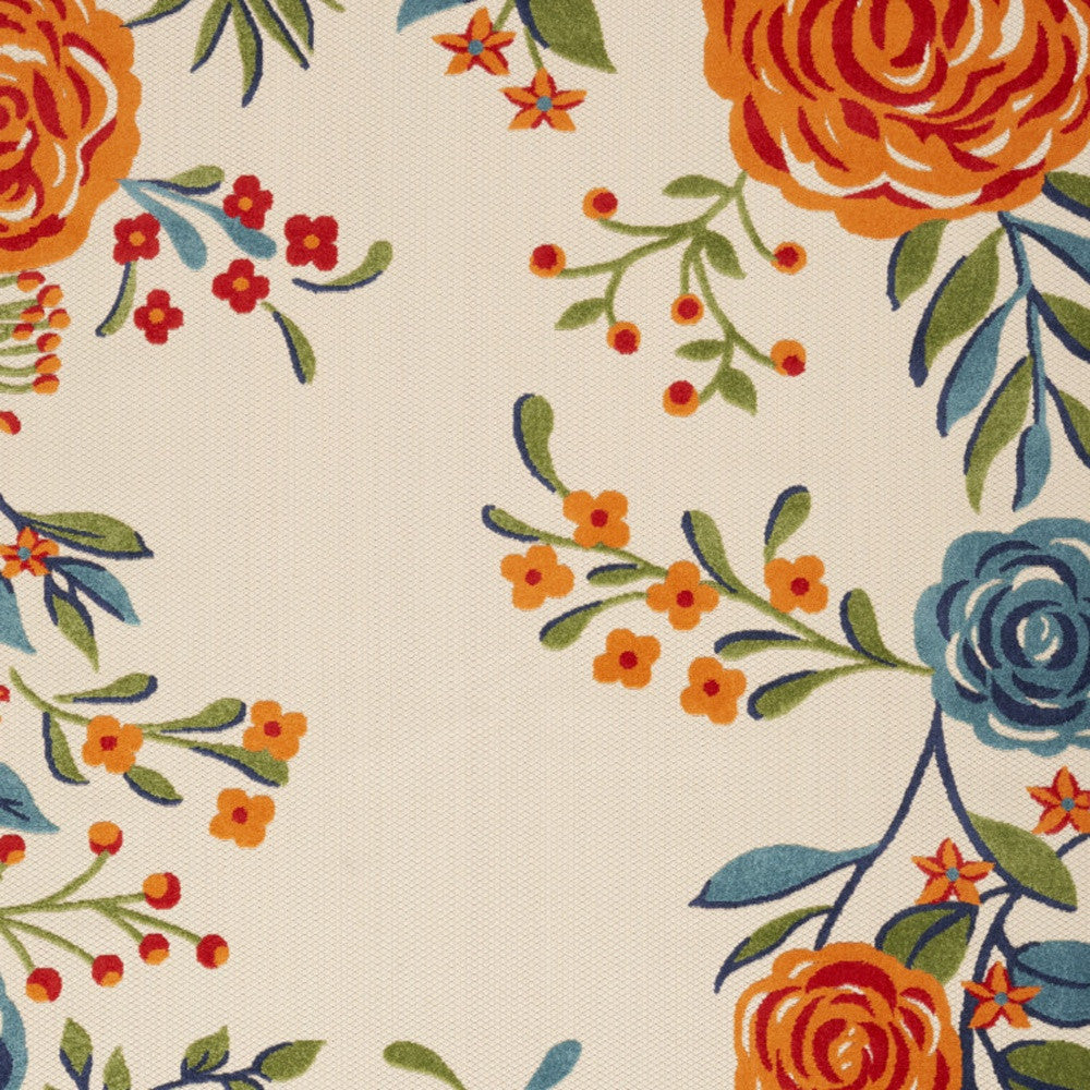 6' X 9' Multicolor Floral Stain Resistant Non Skid Area Rug