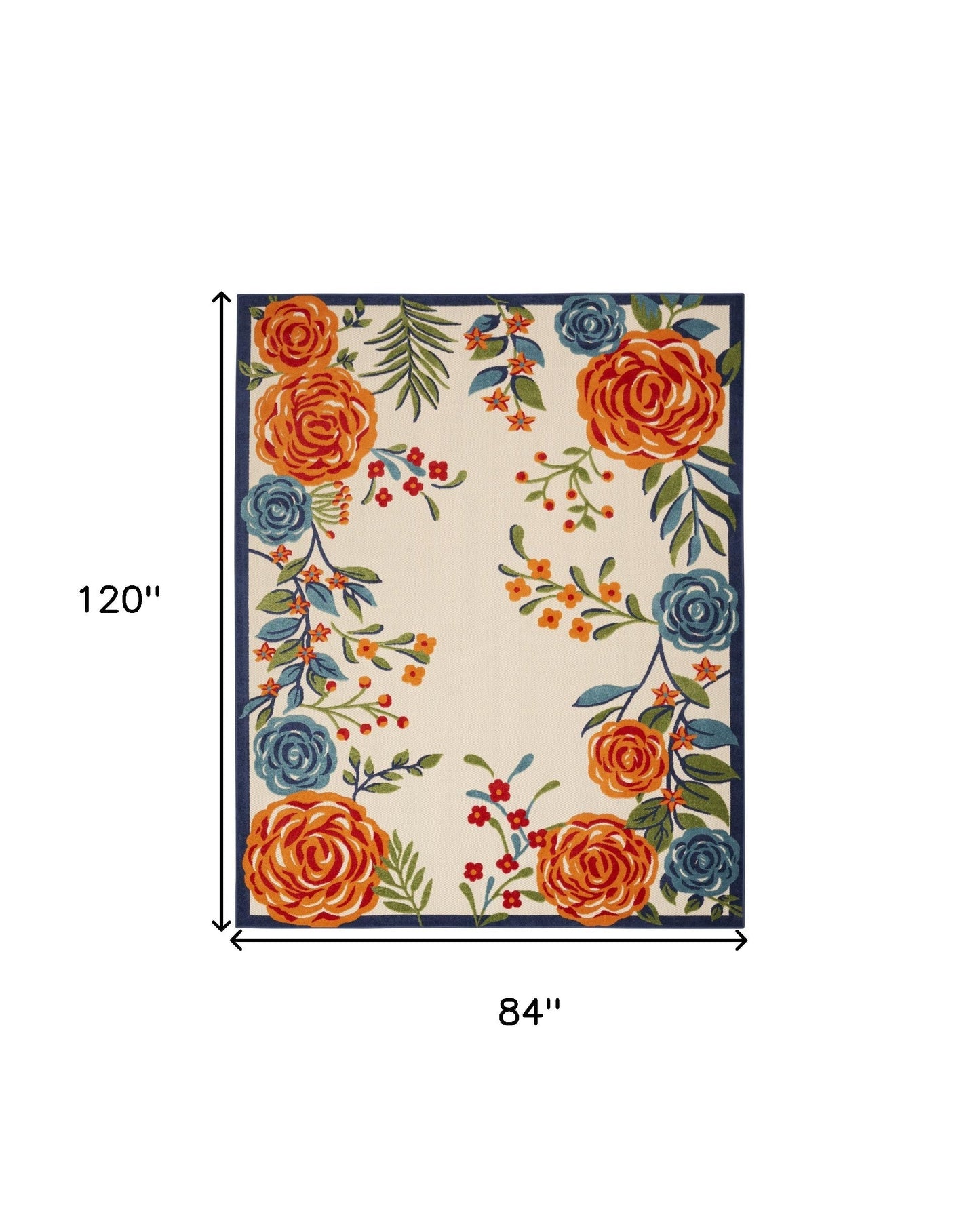 7' X 10' Multicolor Floral Stain Resistant Non Skid Area Rug