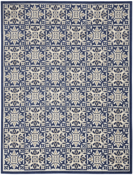 4' X 6' Blue Fleur De Lis Stain Resistant Non Skid Area Rug