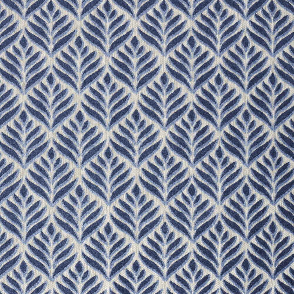 7' X 10' Blue Floral Stain Resistant Non Skid Area Rug