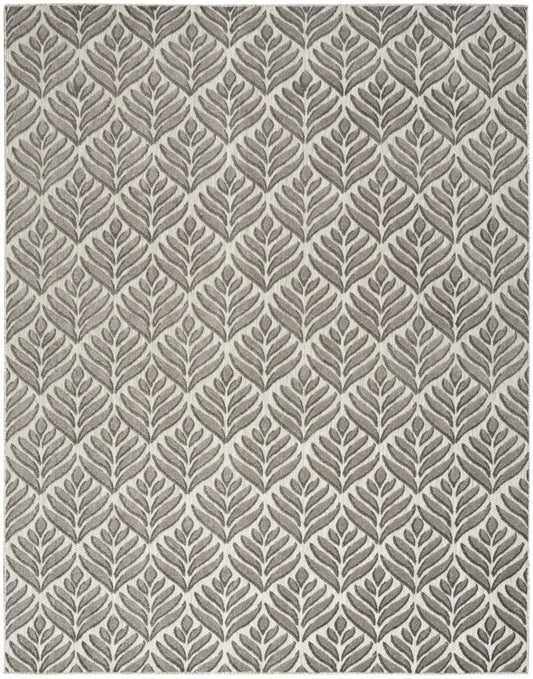 8' X 11' Charcoal Floral Stain Resistant Non Skid Area Rug