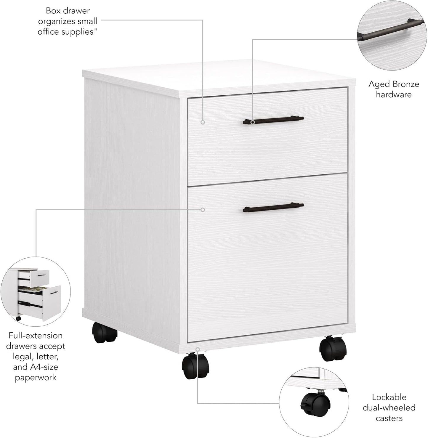 Bush Furniture Key West 2 Drawer Mobile File Cabinet For Home Office