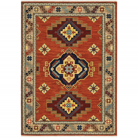 2' X 3' Red and Gold Oriental Power Loom Area Rug