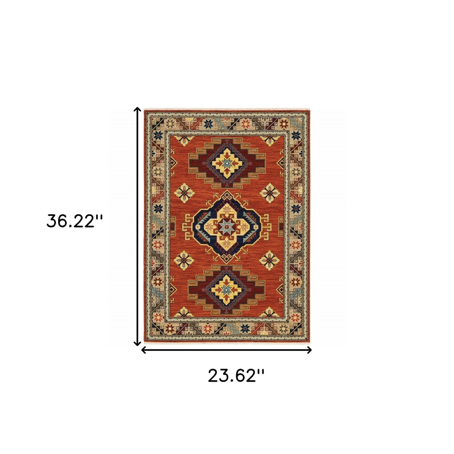 2' X 3' Red and Gold Oriental Power Loom Area Rug