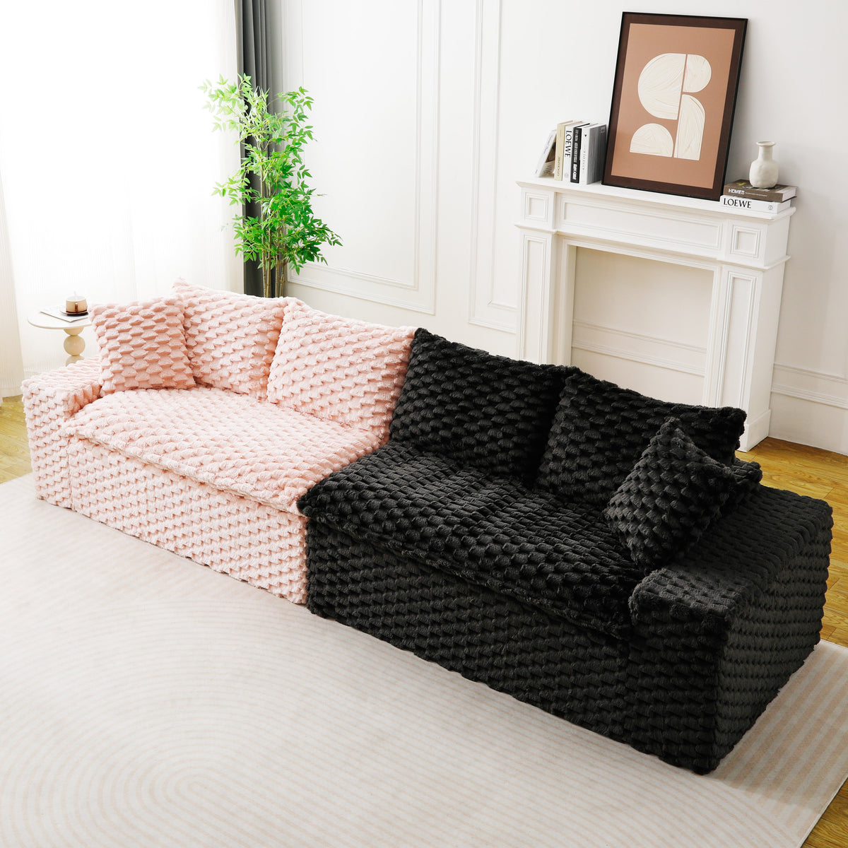 Luxury Color-Block Turtle Velvet Multifunctional Sofa