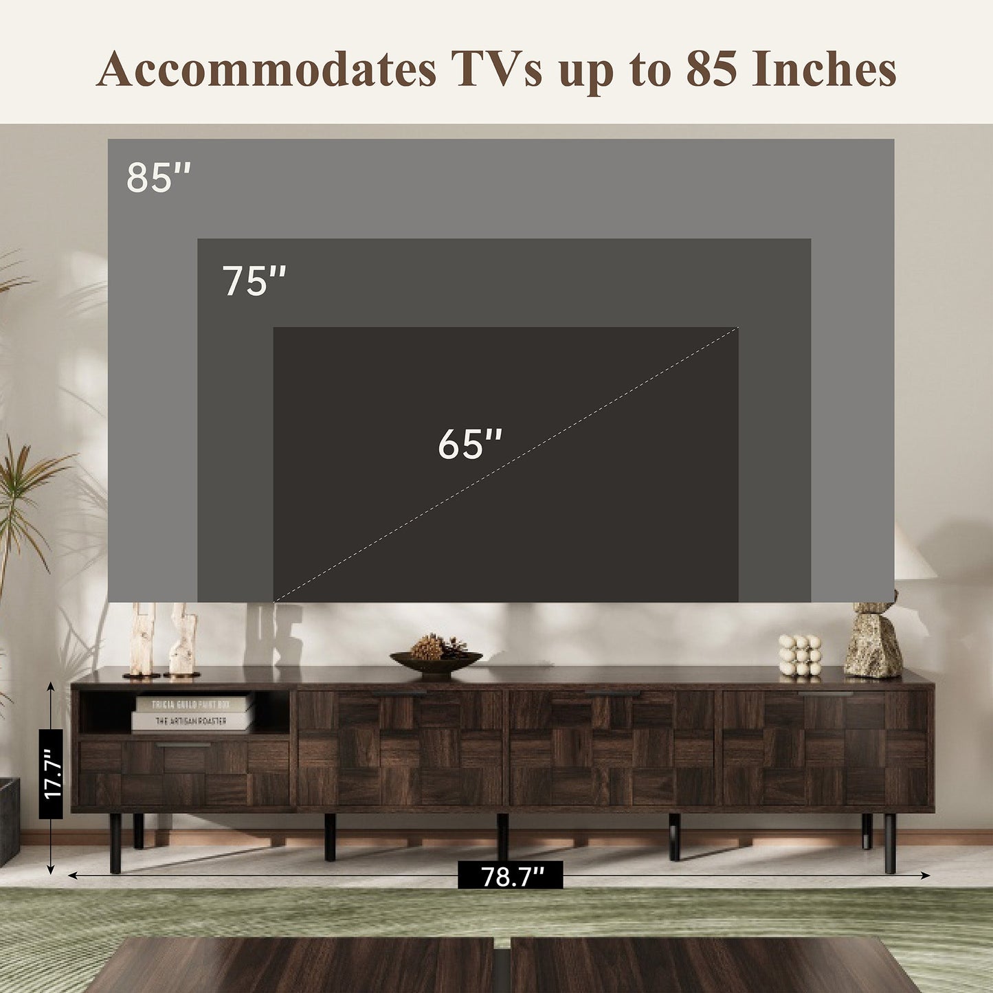 78" Mid Century Modern TV Stand for 65+ Inch TVs