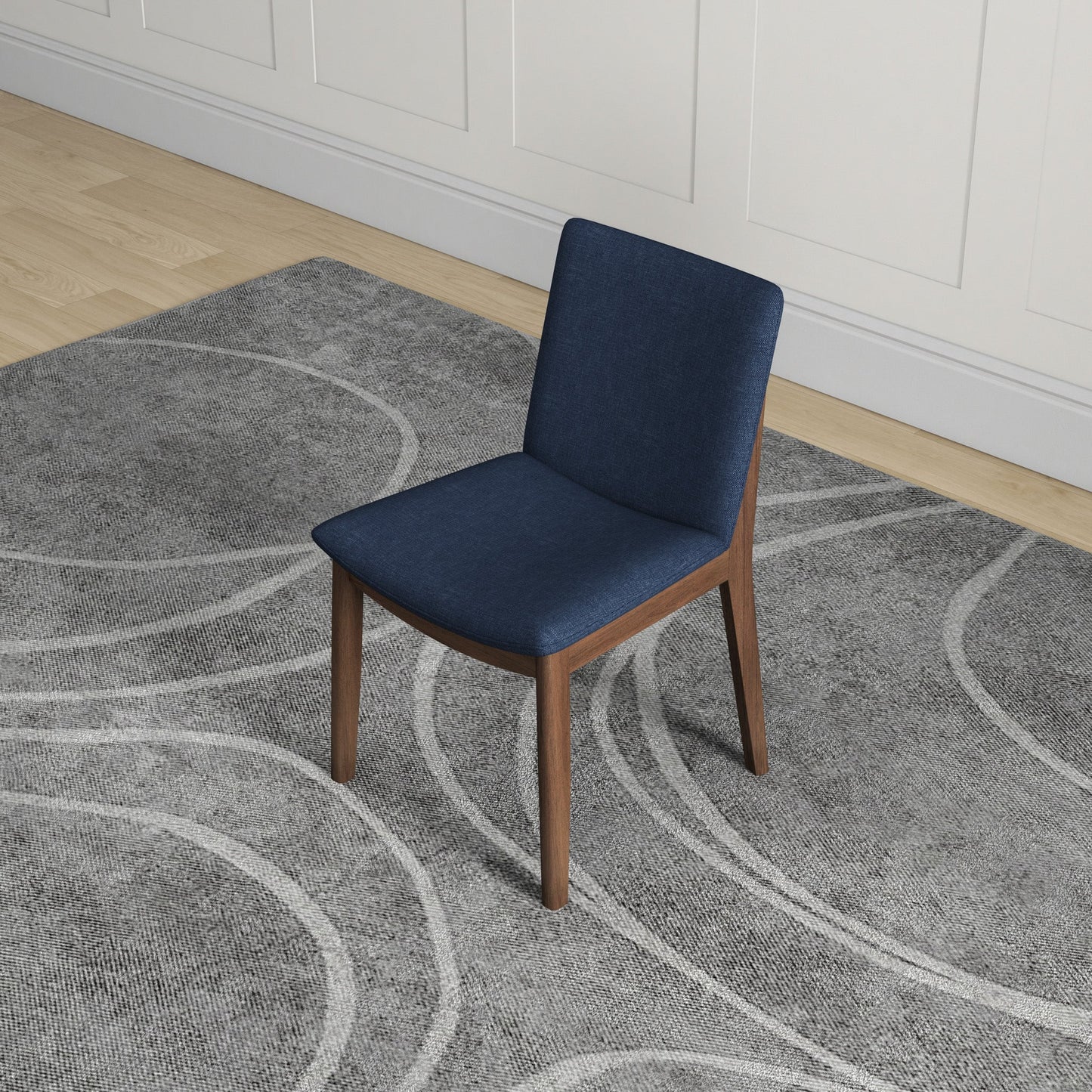 Laura Blue Linen Solid Wood Dining Chair Set of 2