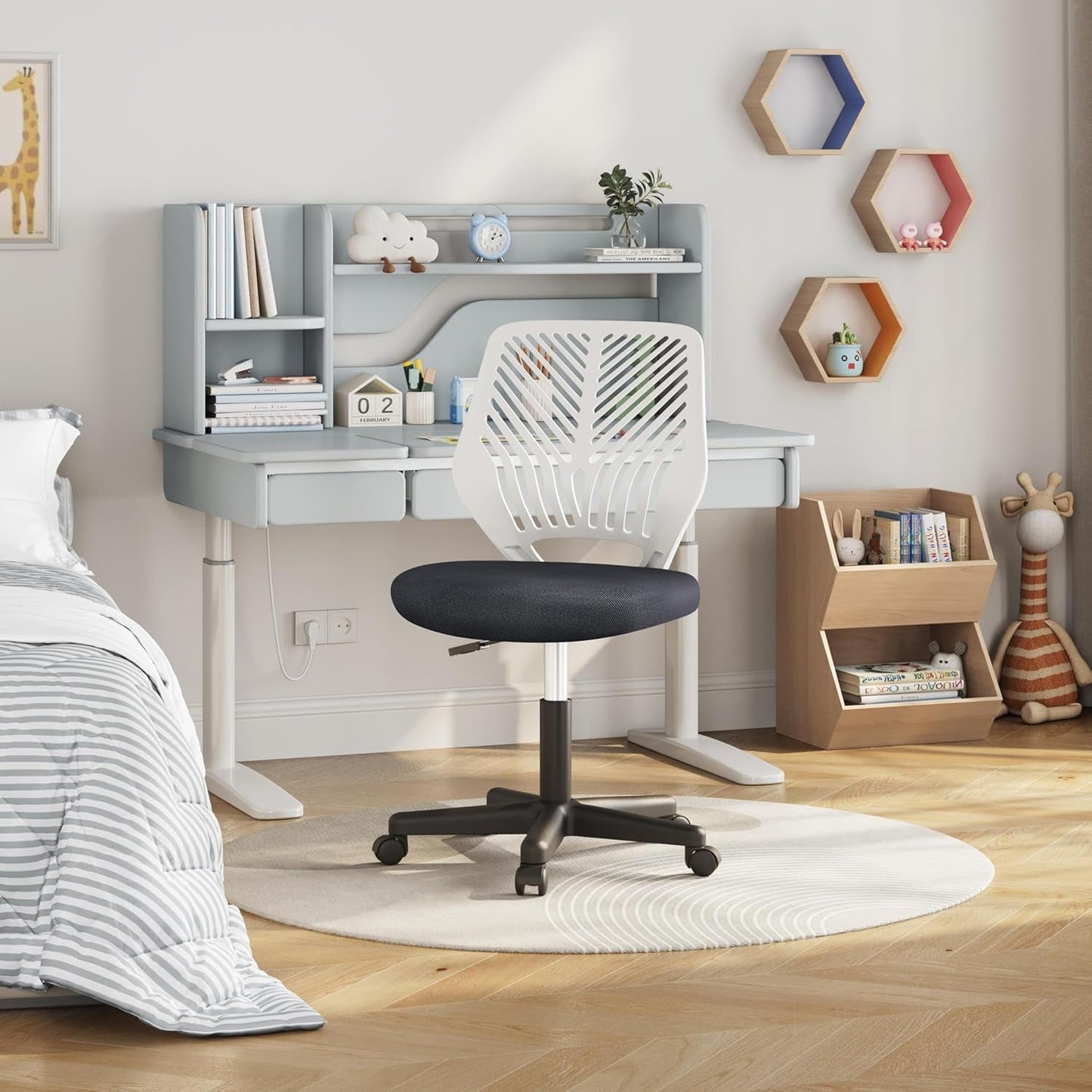 Dark Gray Ergonomic Adjustable Desk Chair Lumbar Support