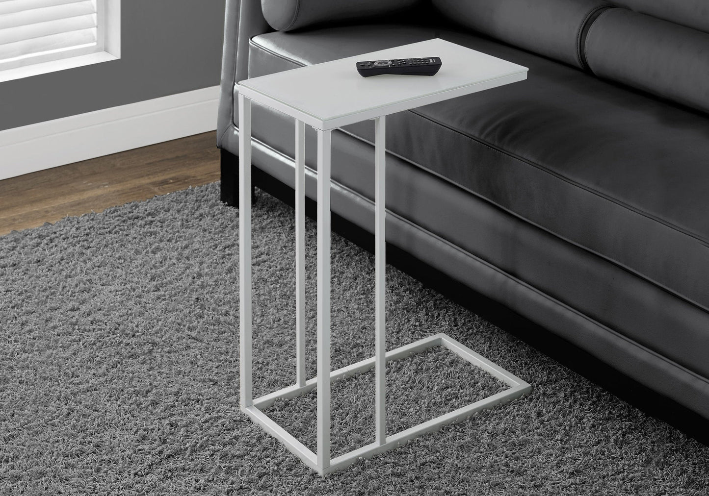 C-shaped Accent Table with Tempered Glass Top