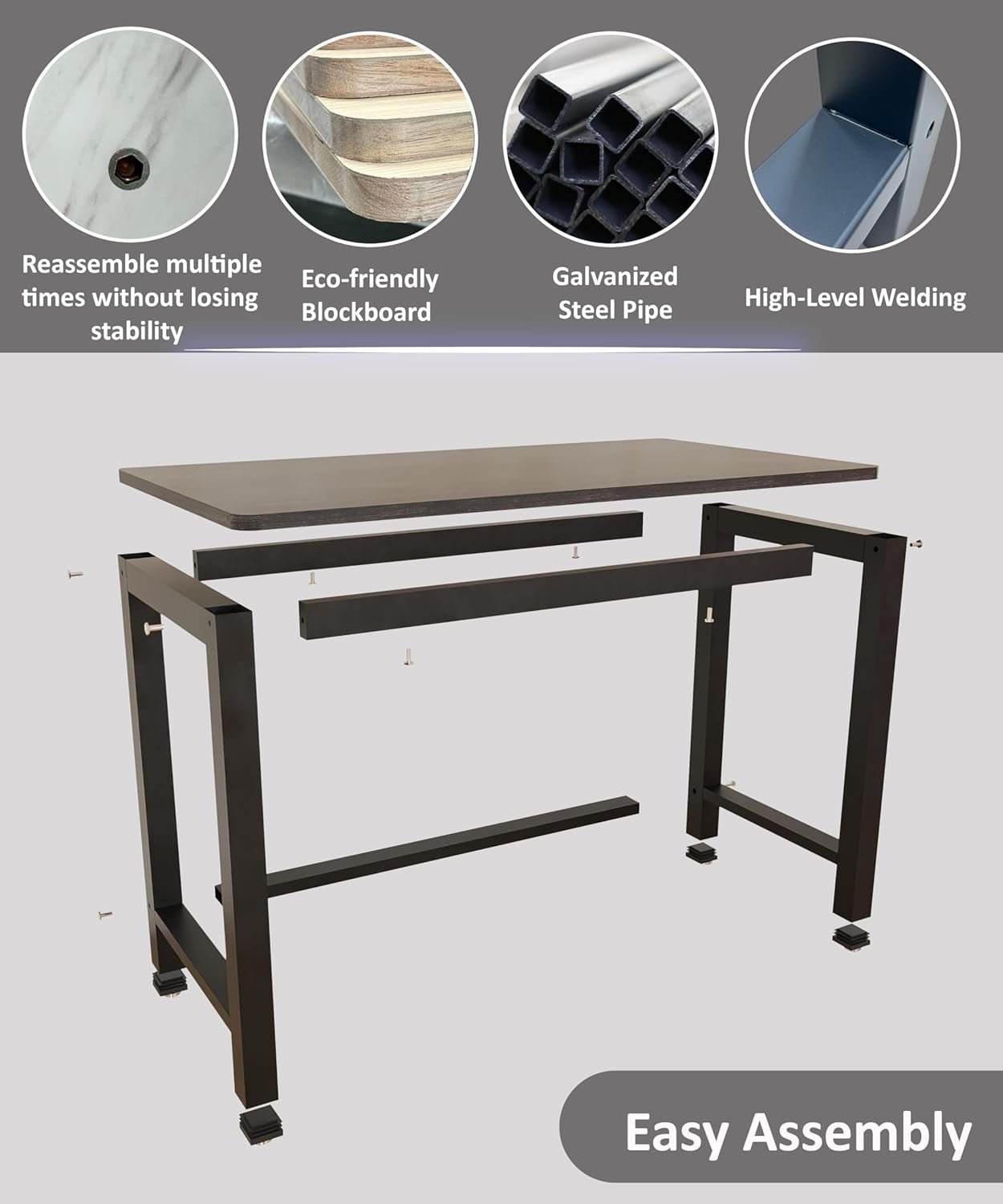 51 Inch Home Office Desk Two Tone Rustic Brown Black