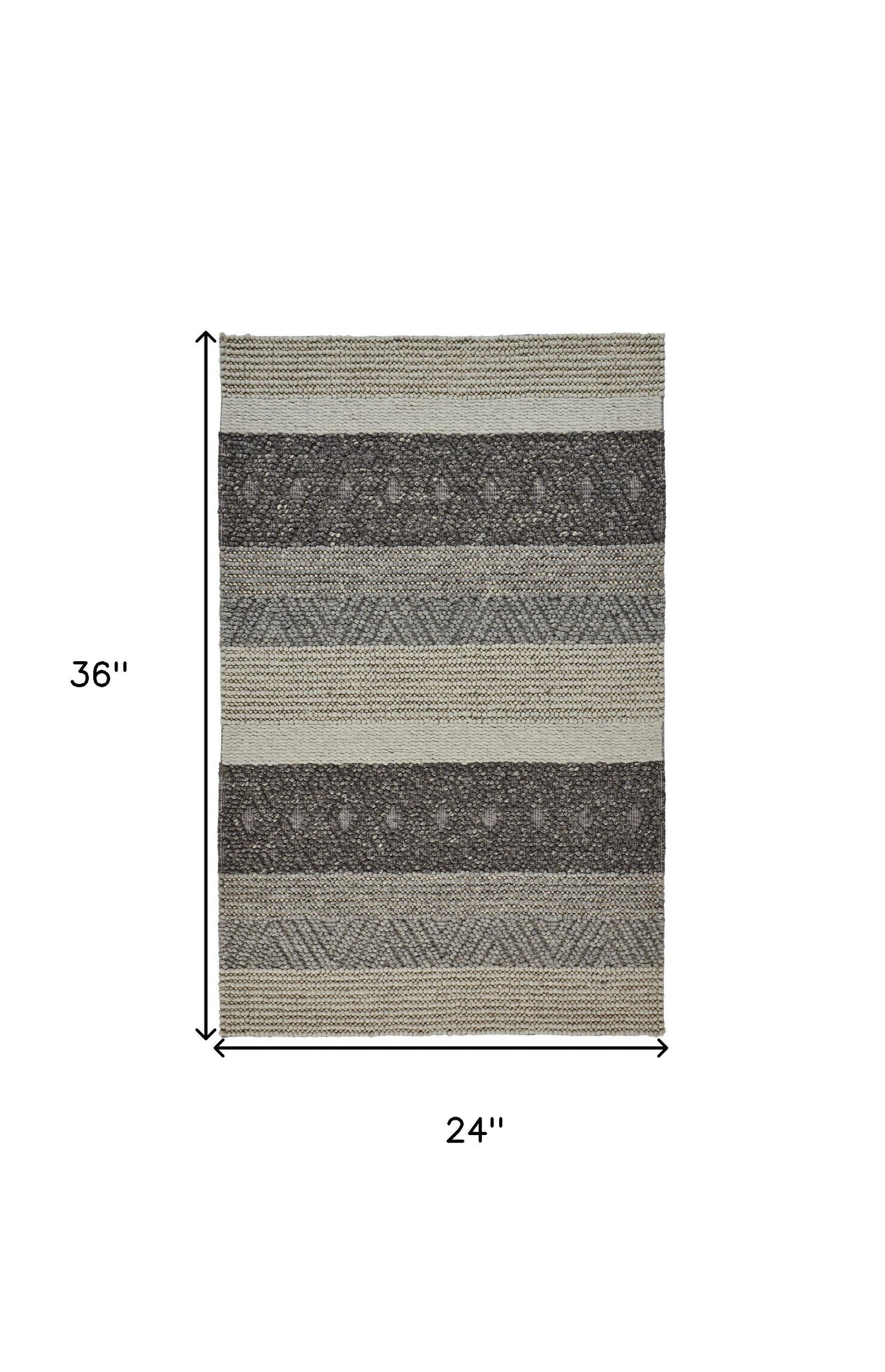 2' X 3' Gray Wool Floral Hand Woven Area Rug