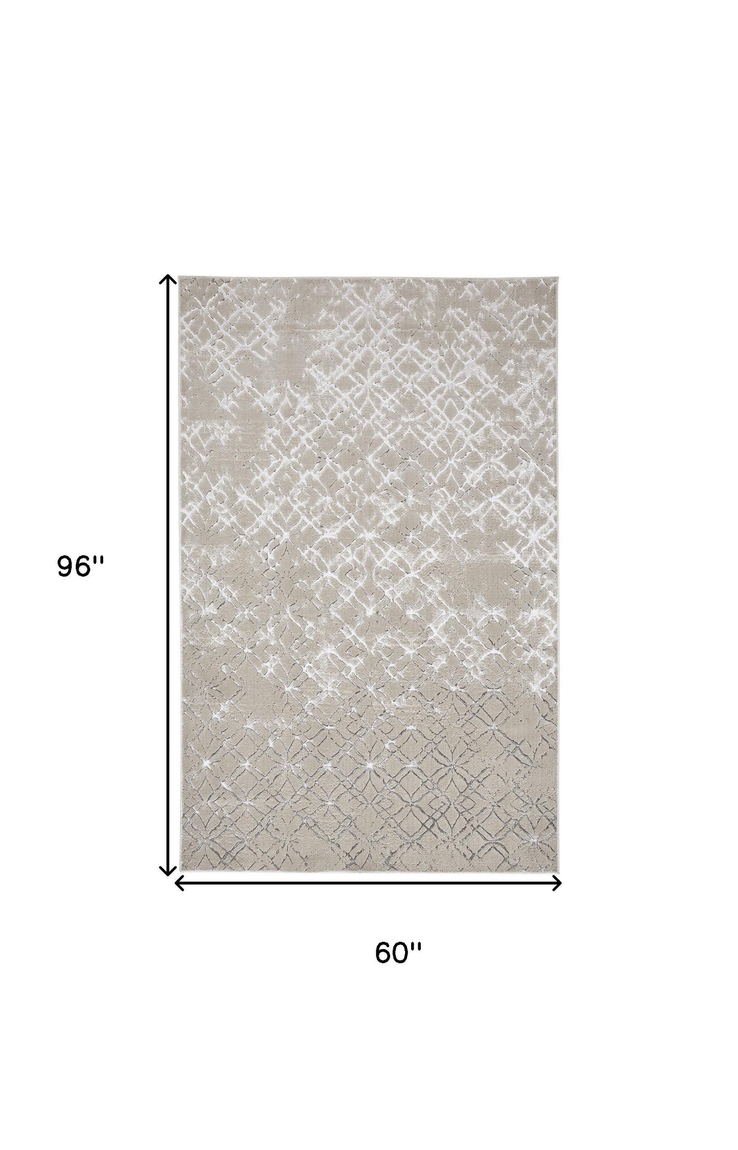 8' Silver Gray And White Abstract Stain Resistant Runner Rug
