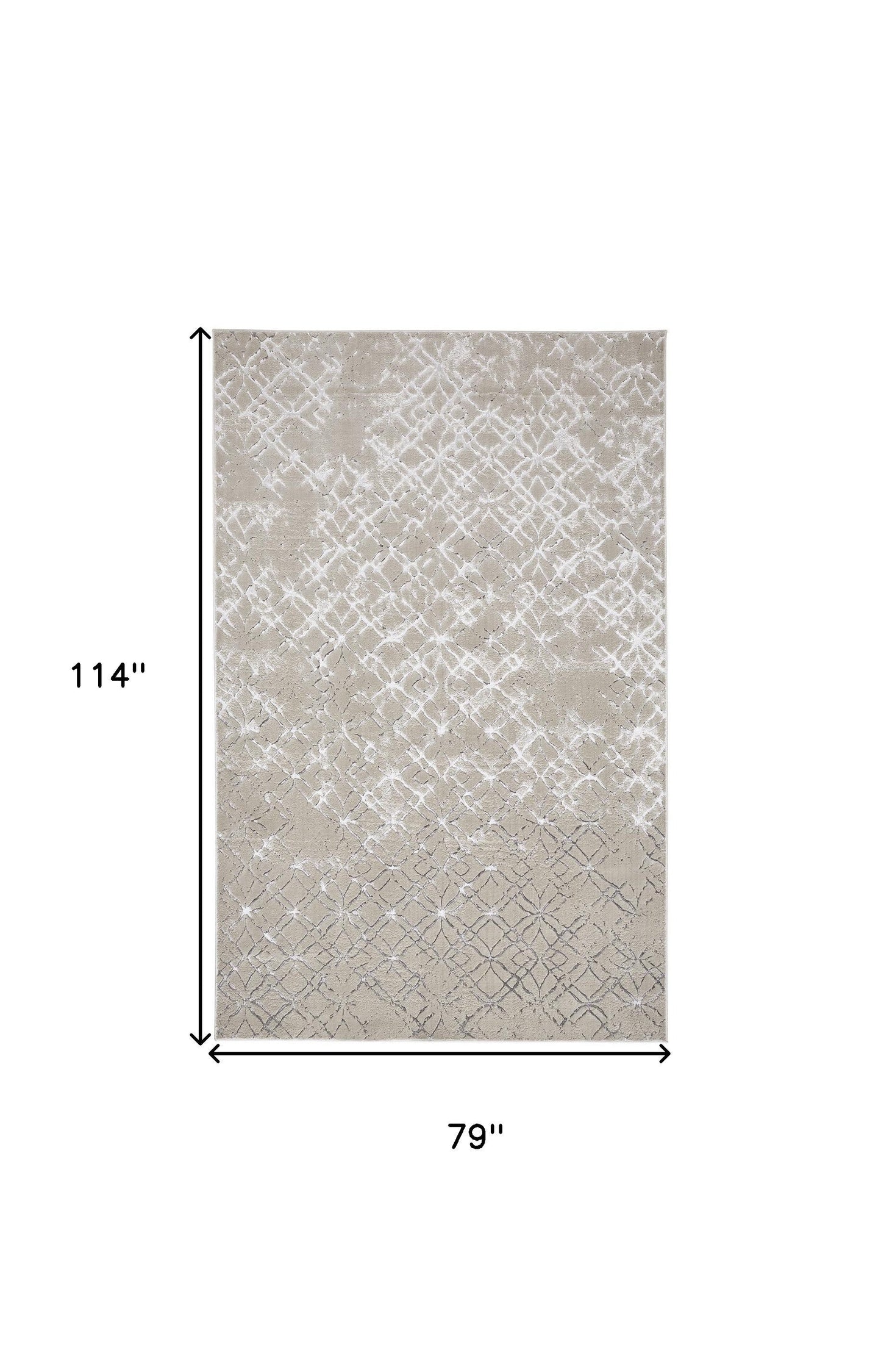 8' Silver Gray And White Abstract Stain Resistant Runner Rug