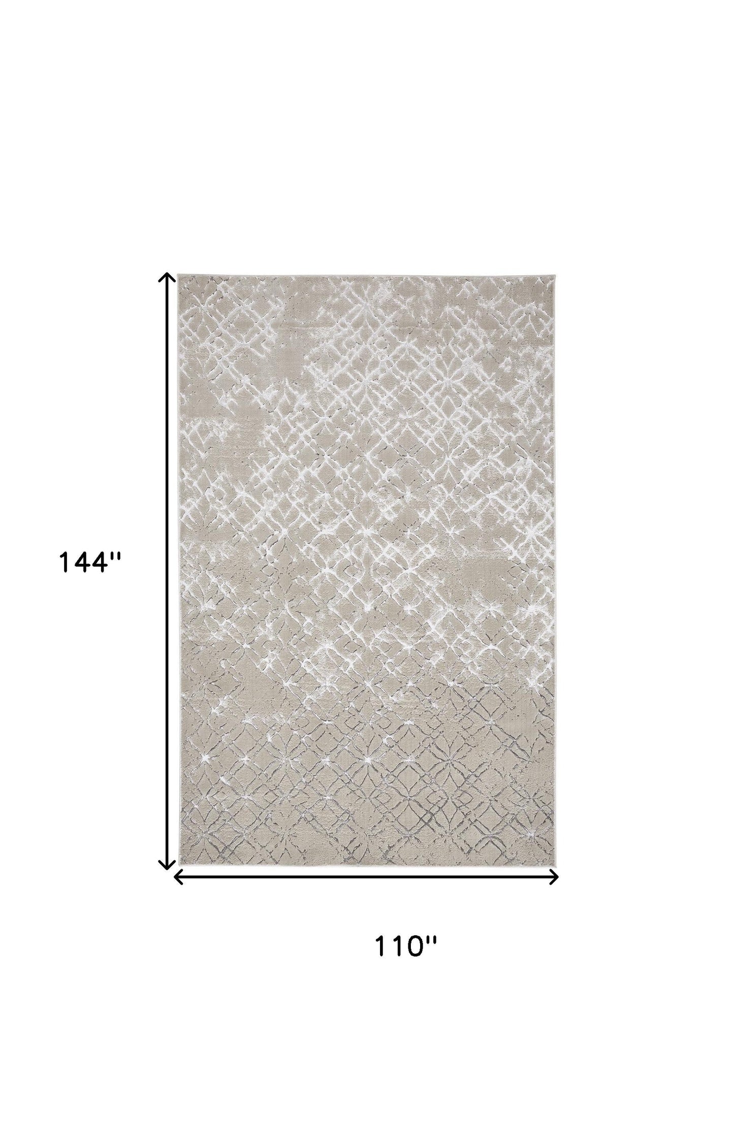 8' Silver Gray And White Abstract Stain Resistant Runner Rug