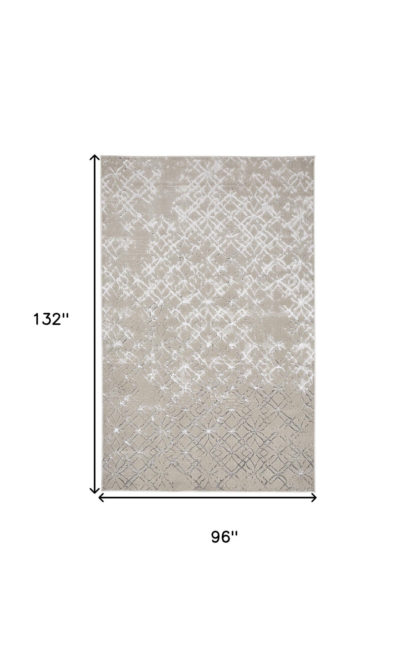 8' Silver Gray And White Abstract Stain Resistant Runner Rug