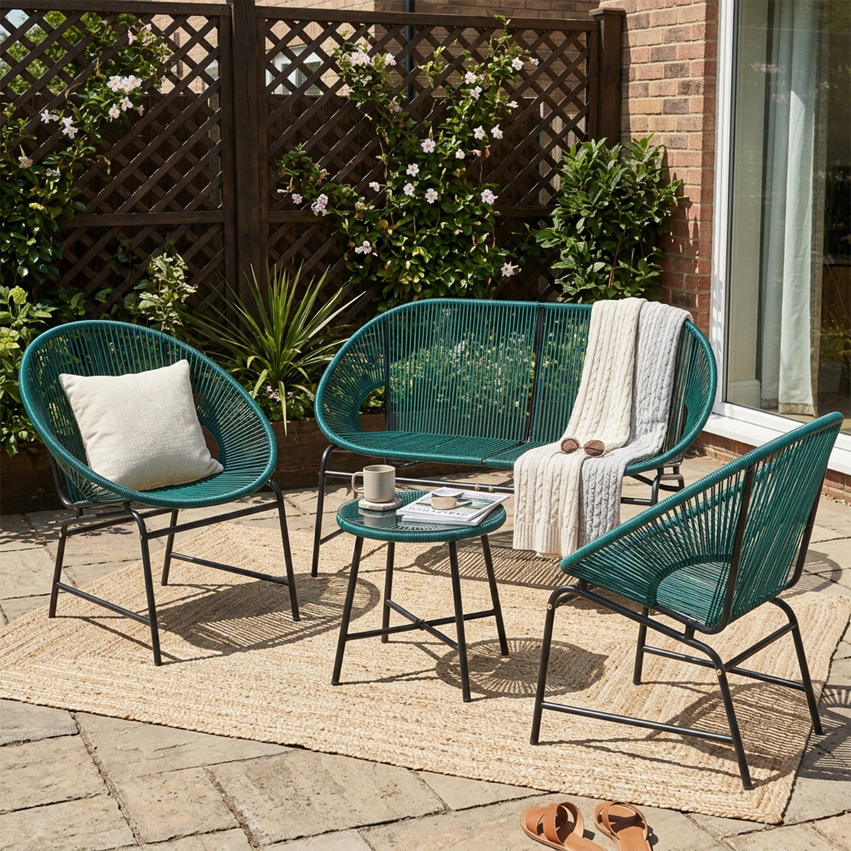 Nusa Outdoor Patio Wicker 3-Pcs Chat Set