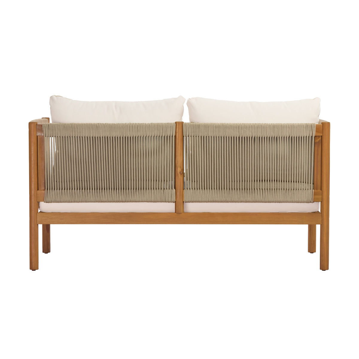 Outdoor Loveseat and Coffee Table Set with Acacia Wood Frame