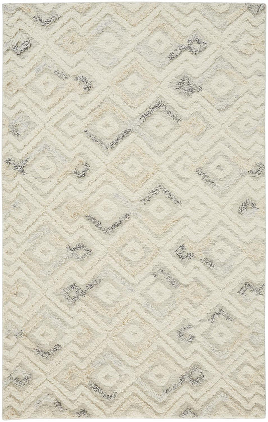 8' X 10' Gray And Ivory Wool Geometric Tufted Handmade Area Rug