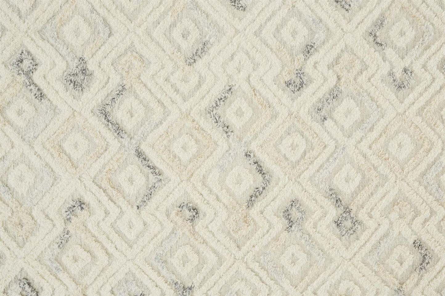 8' X 10' Gray And Ivory Wool Geometric Tufted Handmade Area Rug