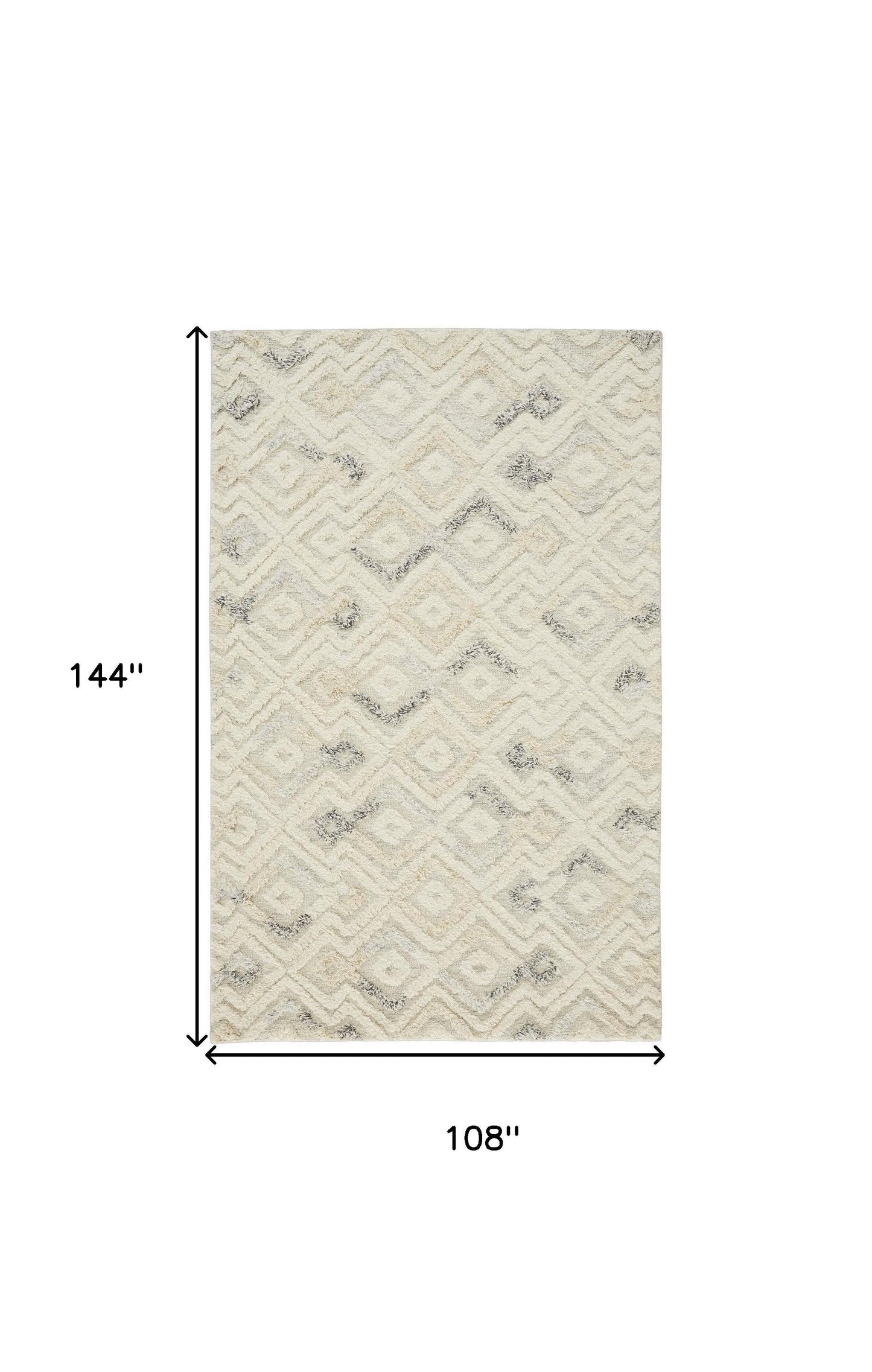 8' X 10' Gray And Ivory Wool Geometric Tufted Handmade Area Rug