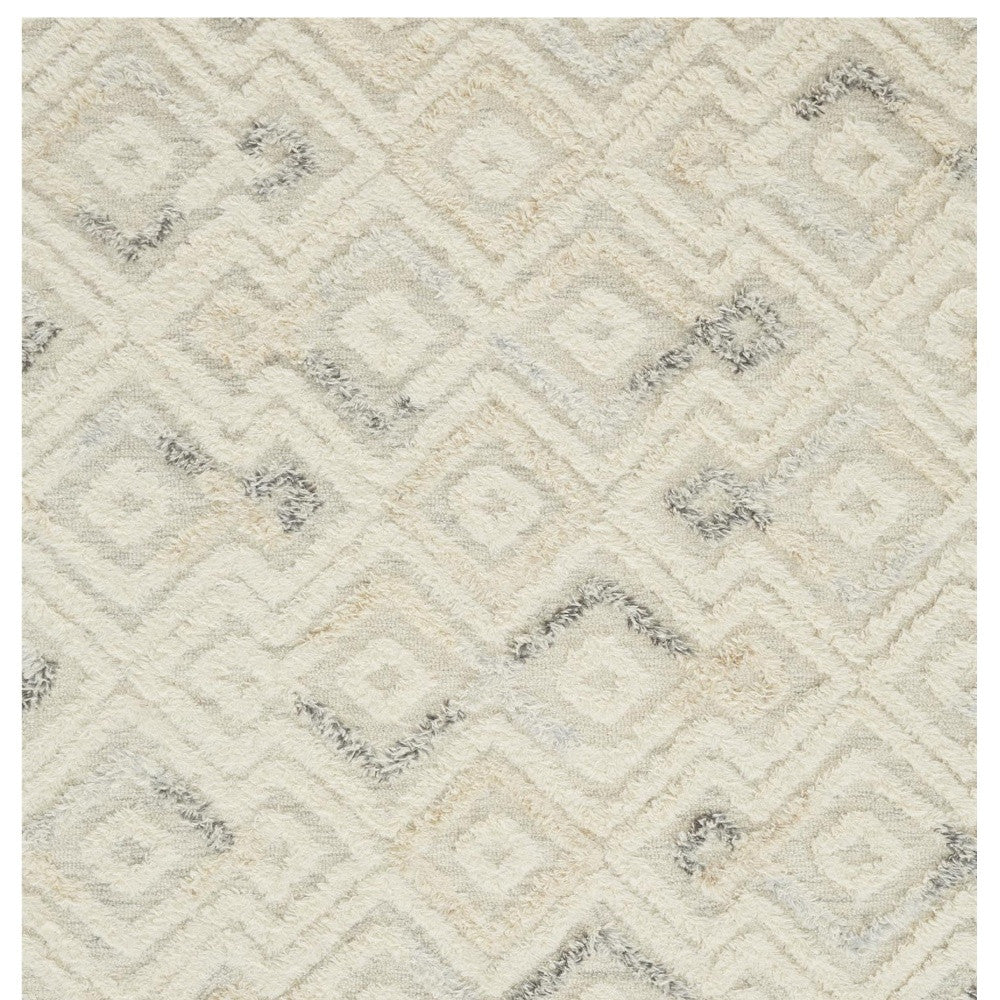 8' X 10' Gray And Ivory Wool Geometric Tufted Handmade Area Rug