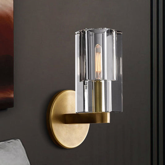 Juliet: Minimalist Brass Sconce with Clear Triangle Glass Shade