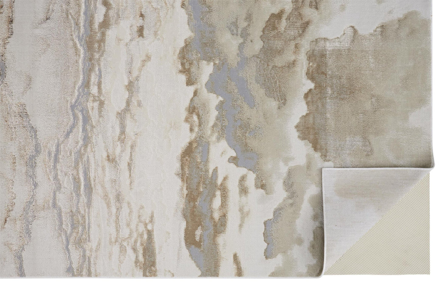 4' X 6' Ivory Tan And Gray Abstract Area Rug