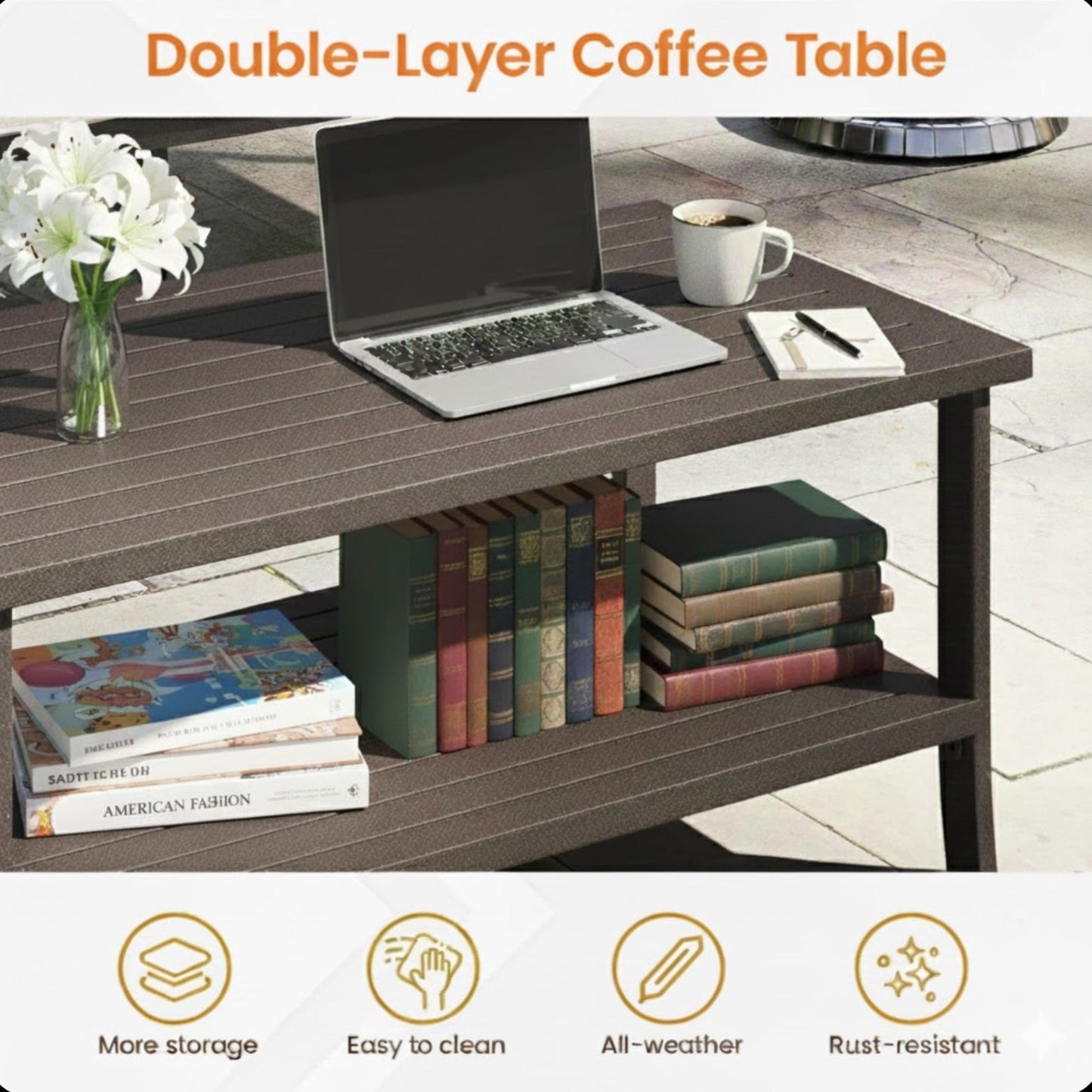 2 Piece Outdoor Patio Set, 70” All-Weather Metal 3-Seat Sofa