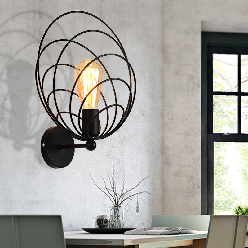 Elevate Your Dining Room with Industrial Charm: The Black Metal Ring Wall Sconce