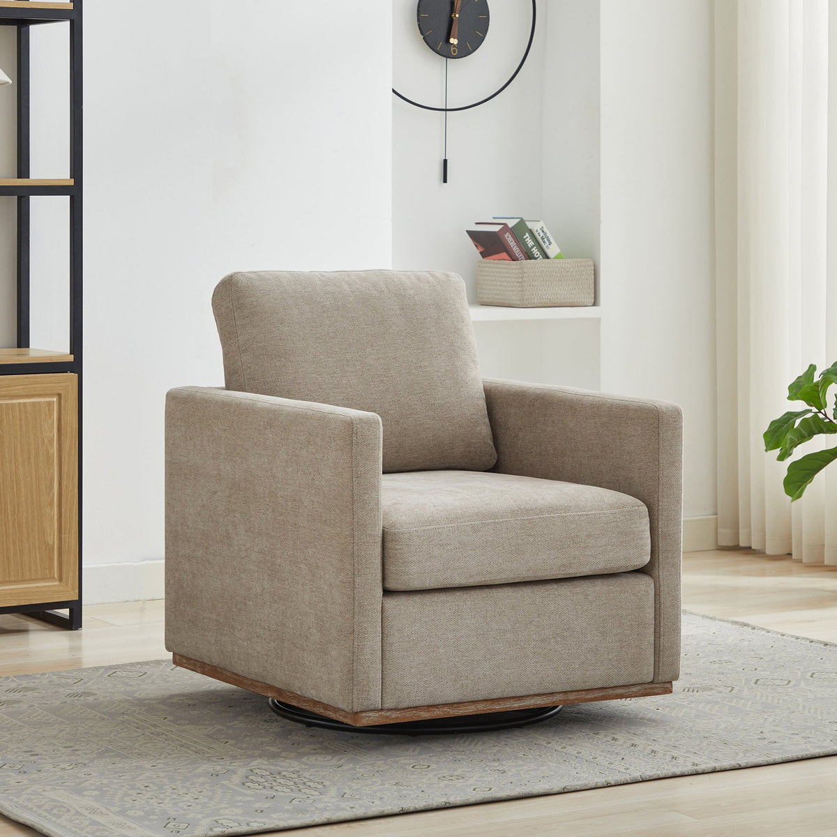 30.7"W Square Upholstered 360° Swivel Accent Chair
