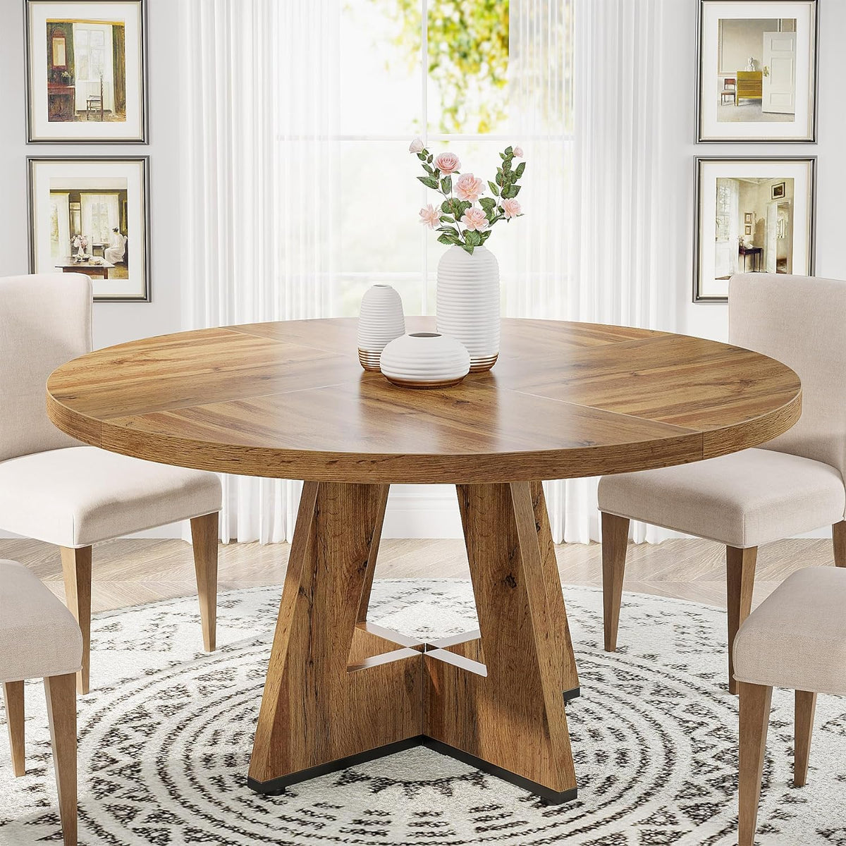 47" Round Farmhouse Dining Table