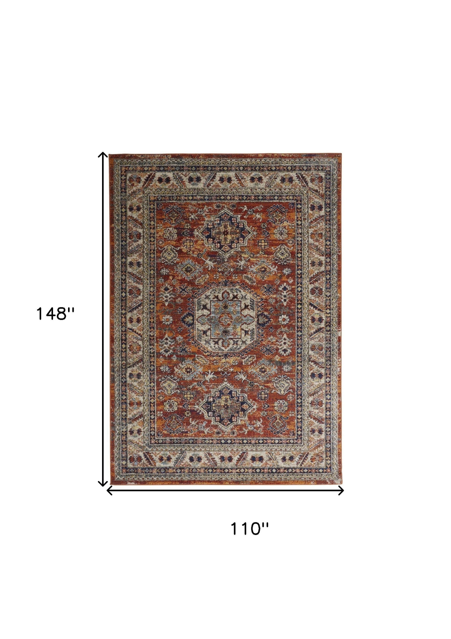 8' X 11' Taupe Gray And Blue Floral Stain Resistant Area Rug