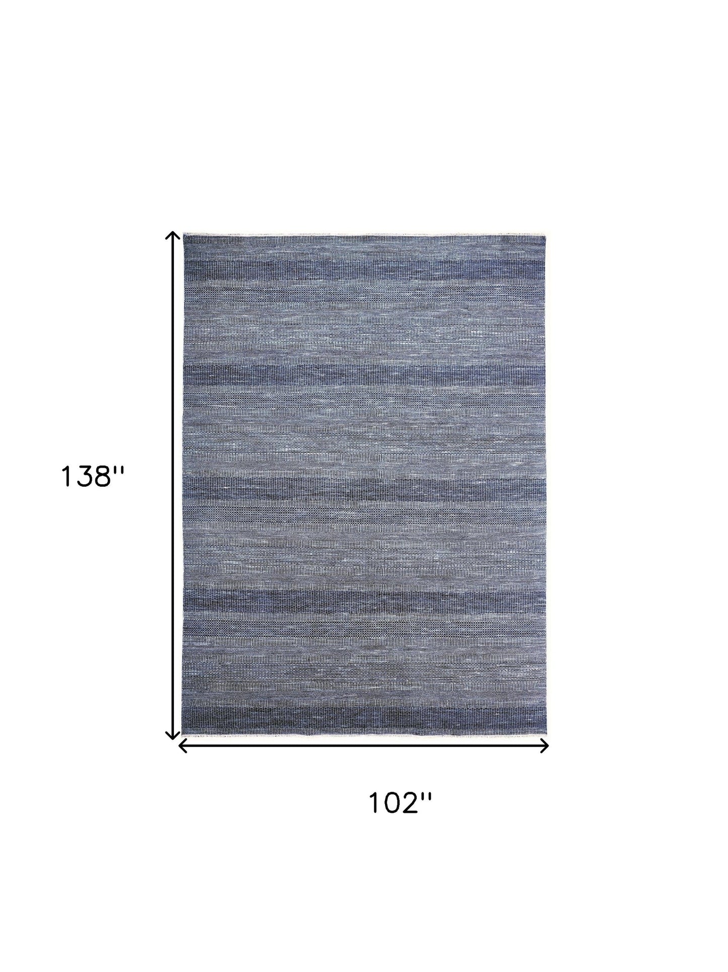 2' X 3' Blue And Gray Wool Striped Hand Knotted Area Rug