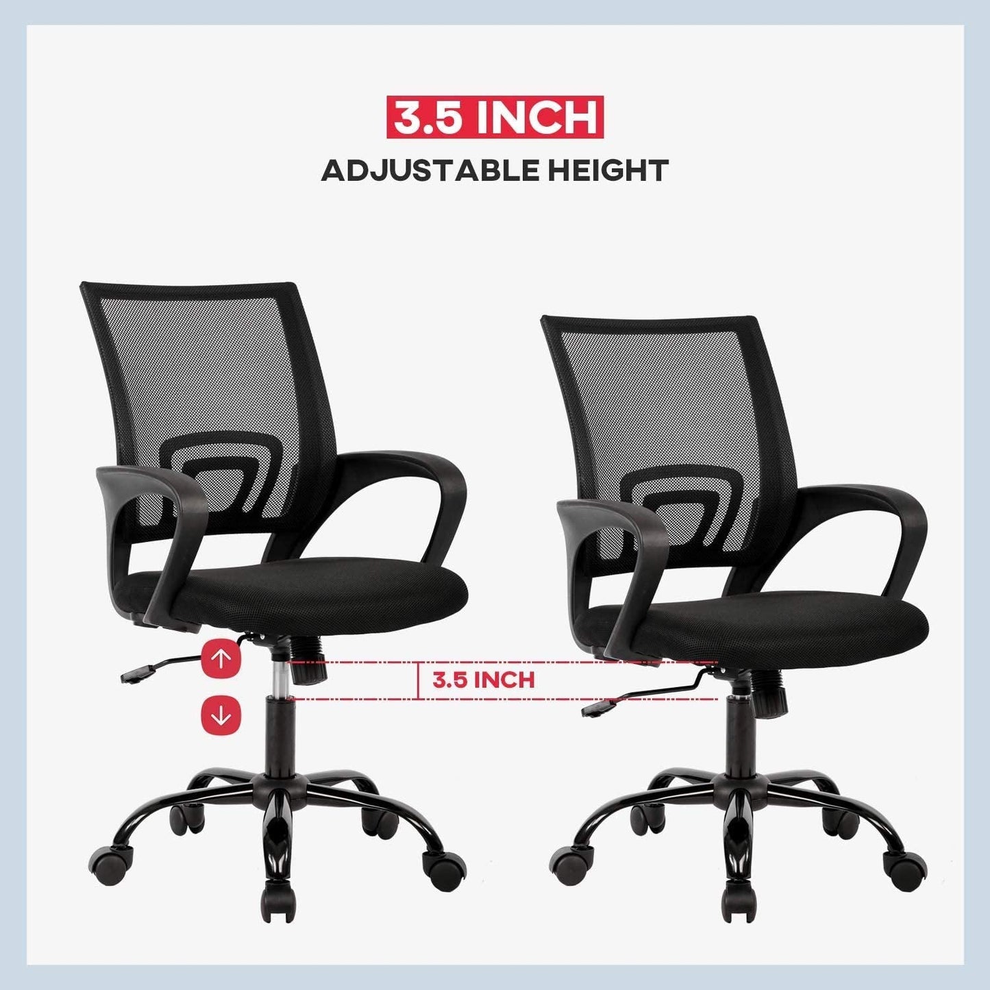 Ergonomic Mesh Office Chair With Lumbar Support Black