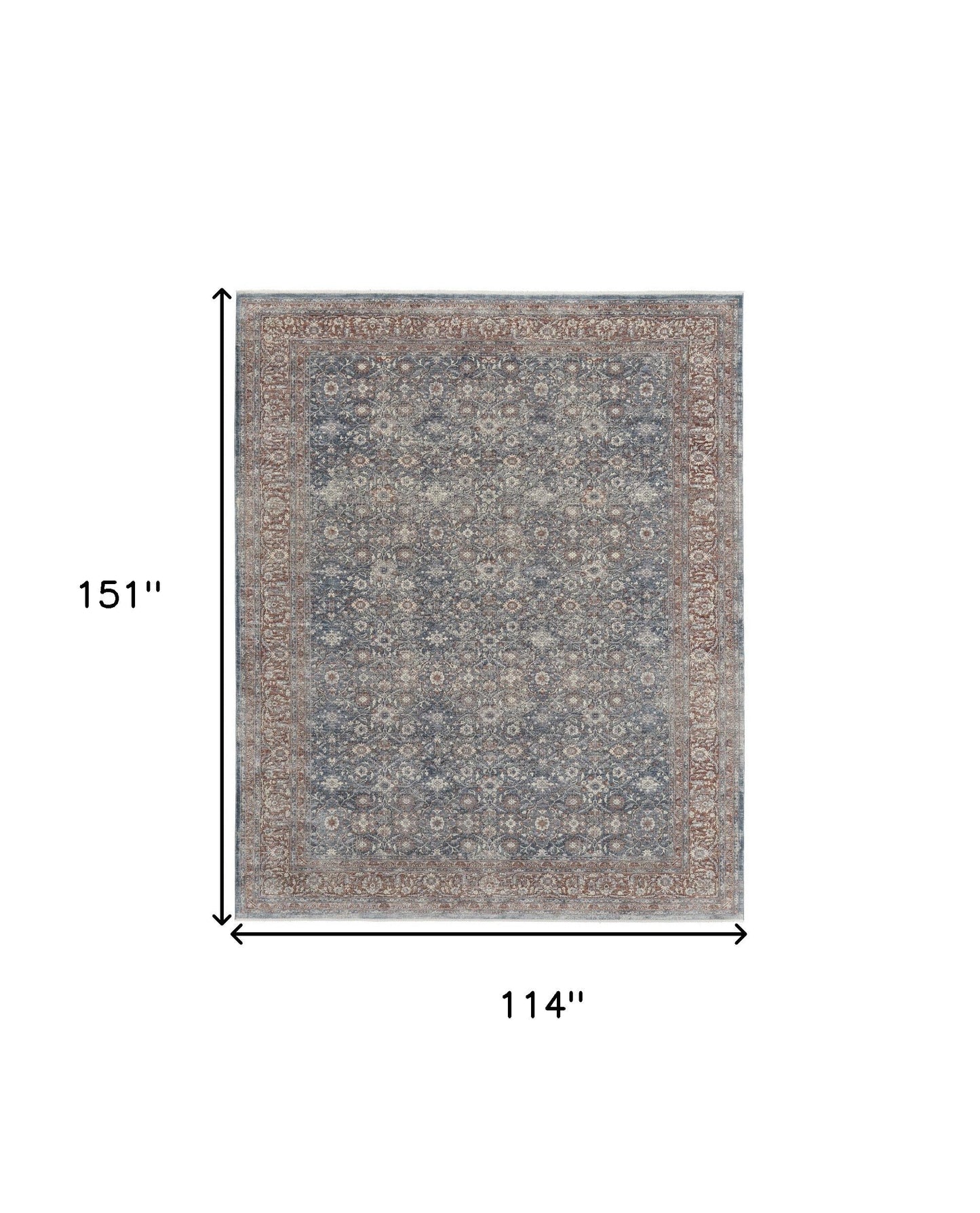 8' X 10' Blue And Red Floral Power Loom Stain Resistant Area Rug