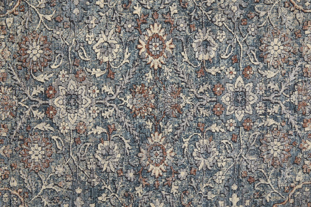 8' X 10' Blue And Red Floral Power Loom Stain Resistant Area Rug