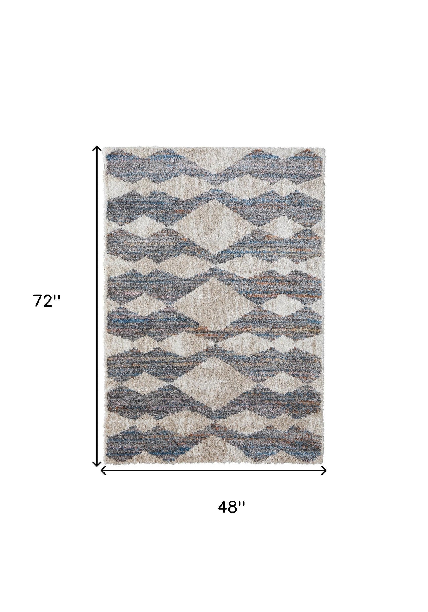 8' X 10' Ivory Gray And Blue Chevron Power Loom Stain Resistant Area Rug