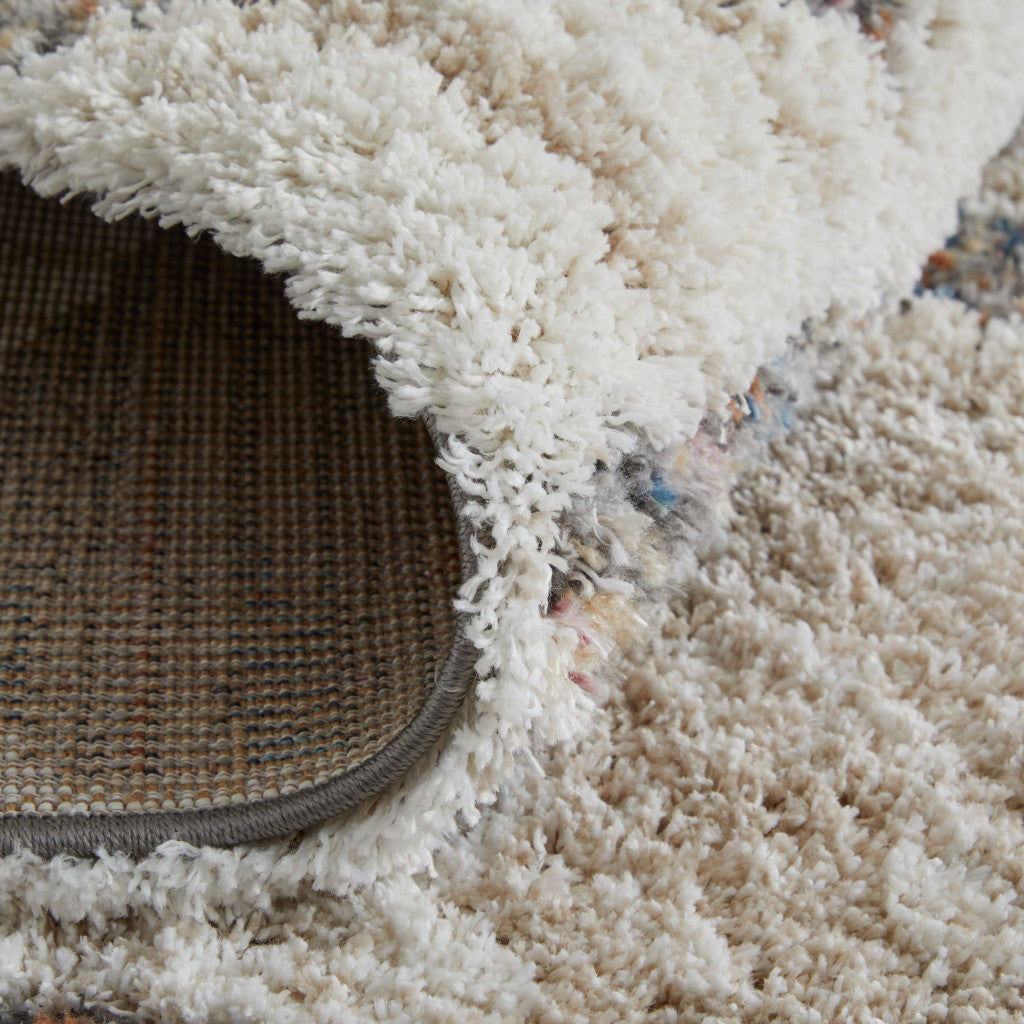 8' X 10' Ivory Gray And Blue Chevron Power Loom Stain Resistant Area Rug