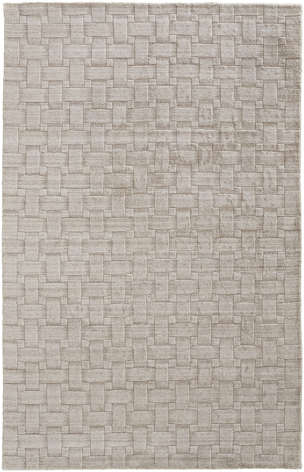8' X 10' White And Silver Striped Hand Woven Area Rug