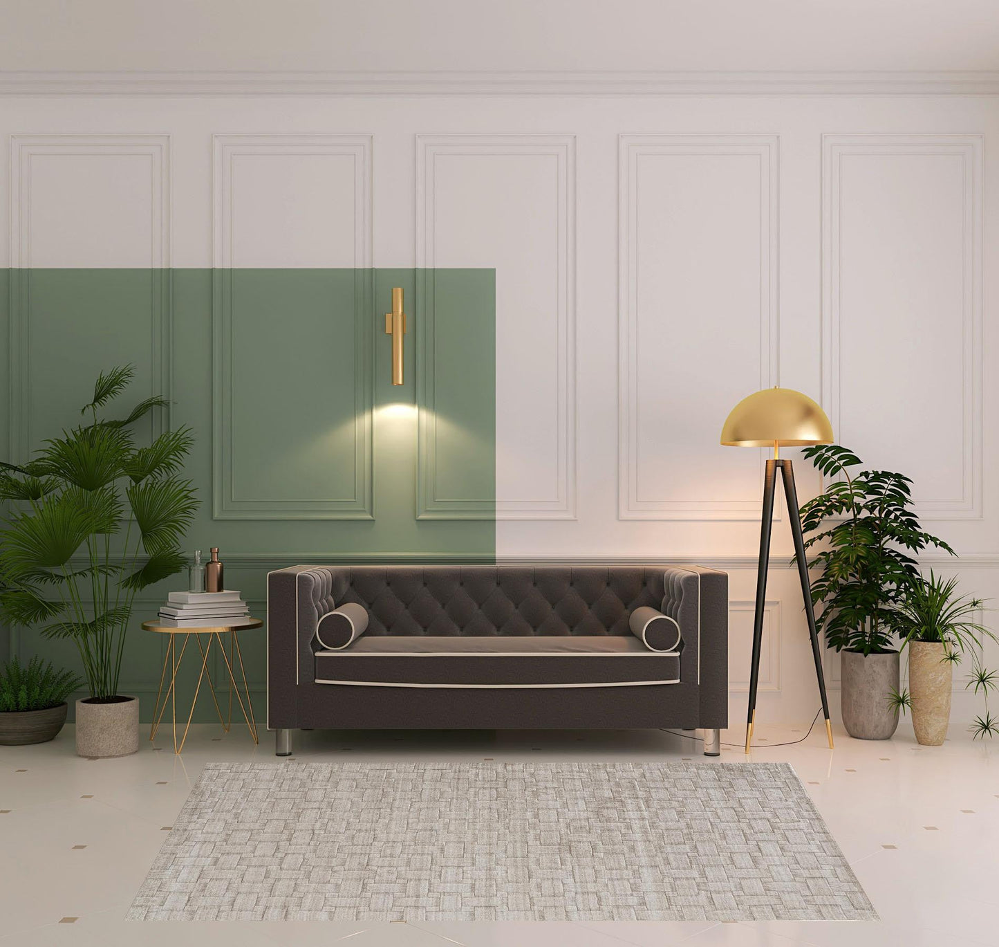 8' X 10' White And Silver Striped Hand Woven Area Rug