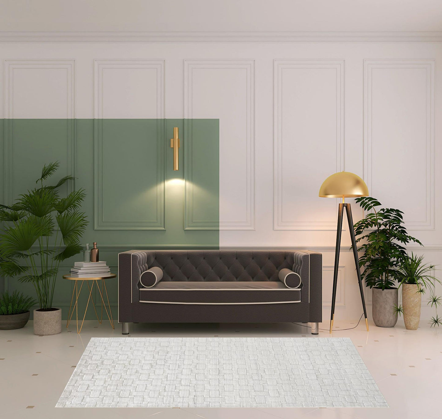 8' X 10' White And Silver Striped Hand Woven Area Rug