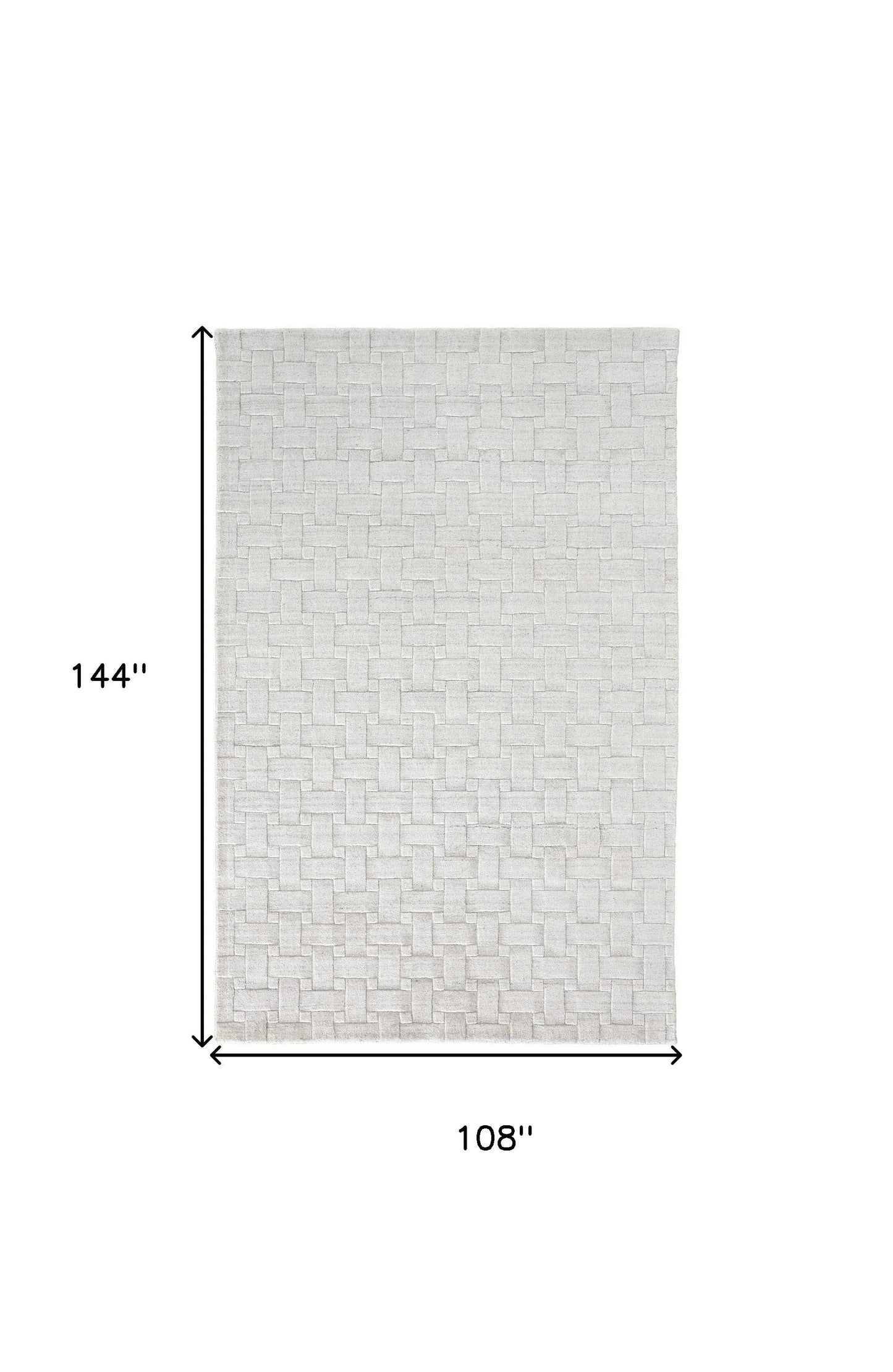 8' X 10' White And Silver Striped Hand Woven Area Rug