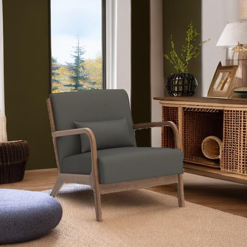 Green Upholstered Mid Century Modern Accent Armchair