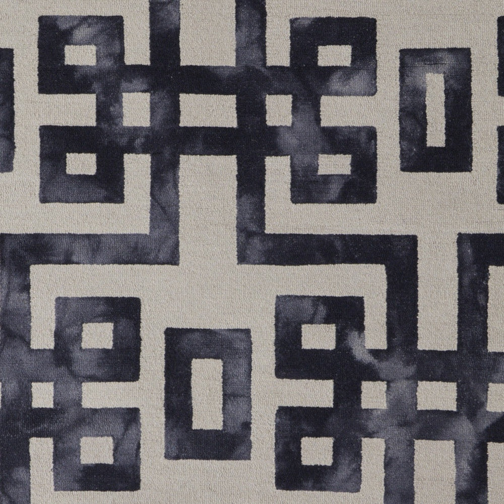 8' X 11' Ivory And Black Wool Tufted Handmade Area Rug