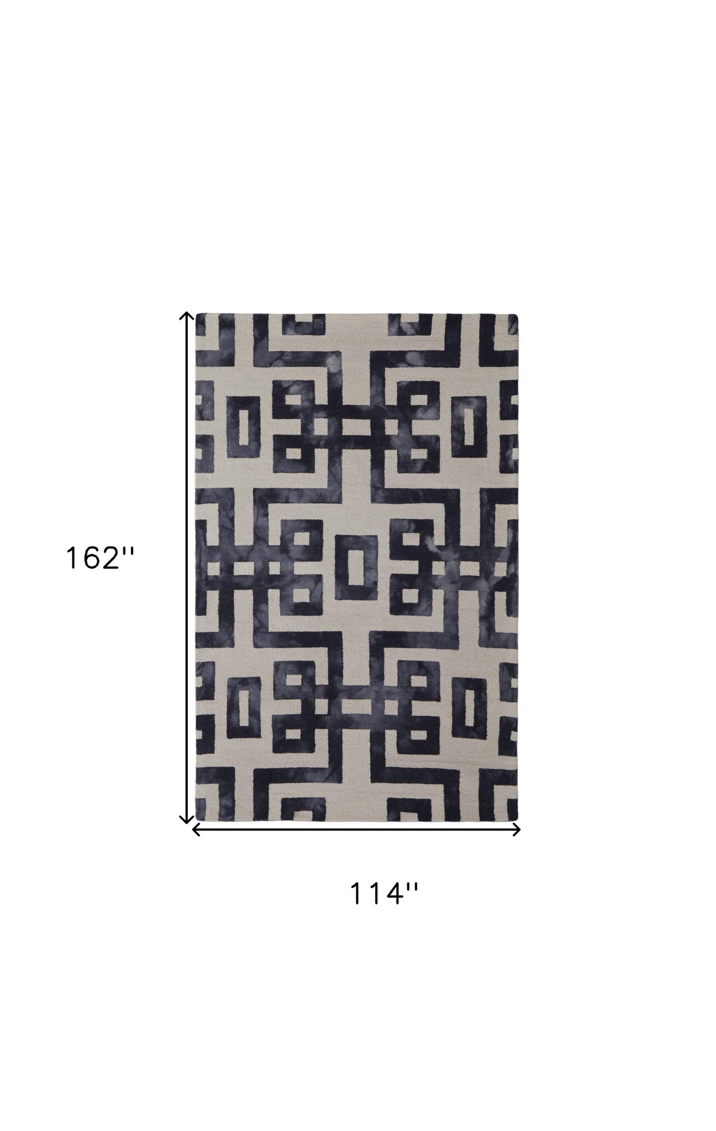 8' X 11' Ivory And Black Wool Tufted Handmade Area Rug
