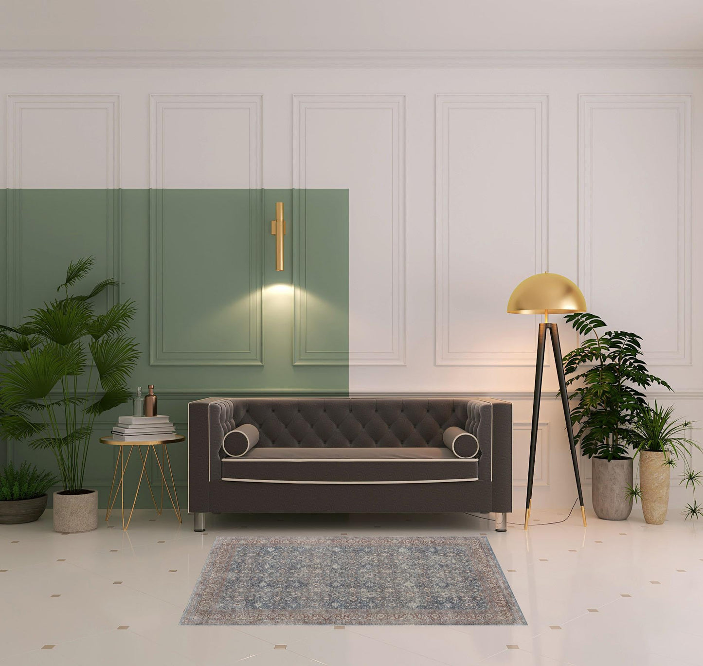 8' X 10' Blue And Red Floral Power Loom Stain Resistant Area Rug