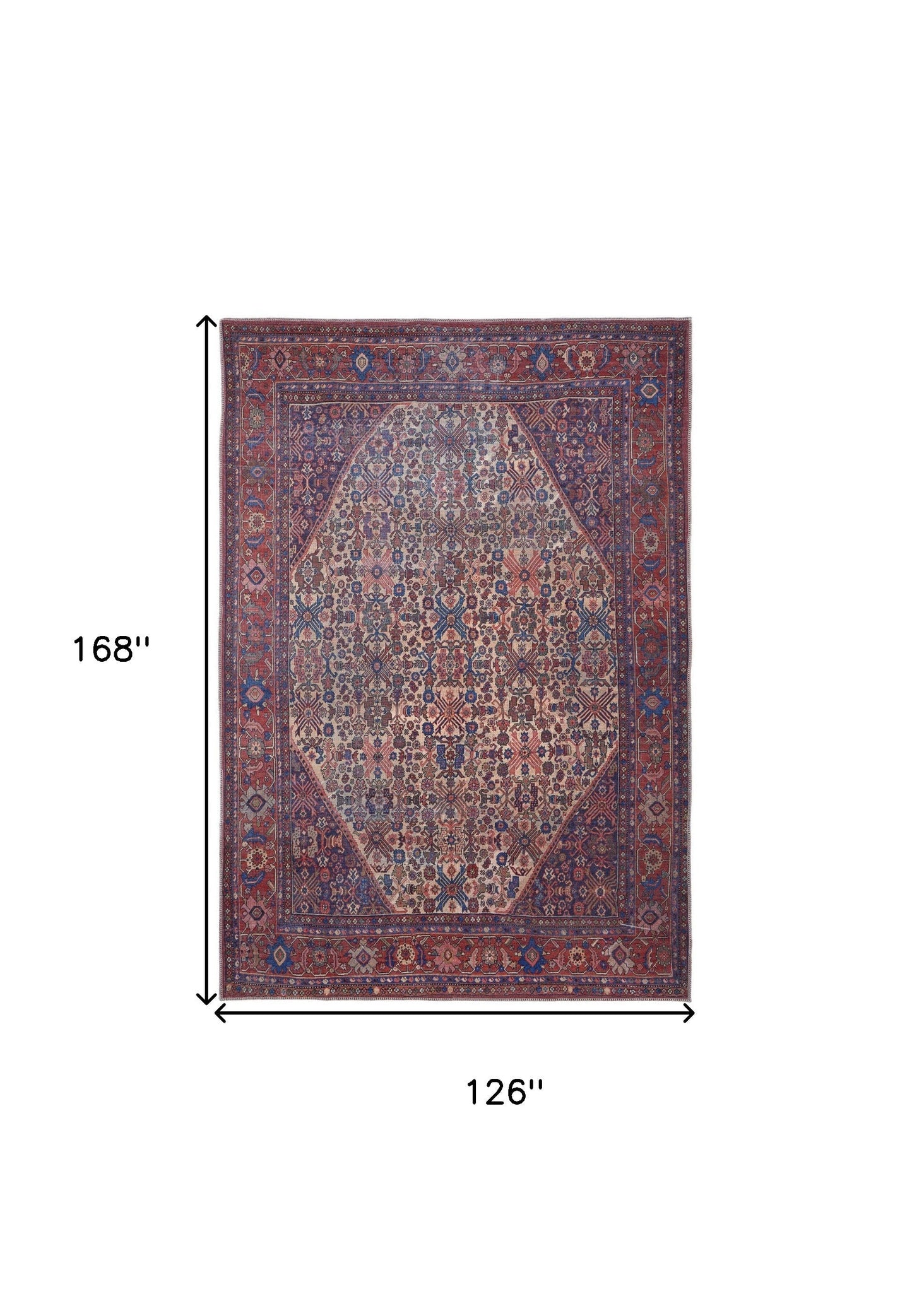 10' X 14' Ivory and Blue Floral Power Loom Area Rug