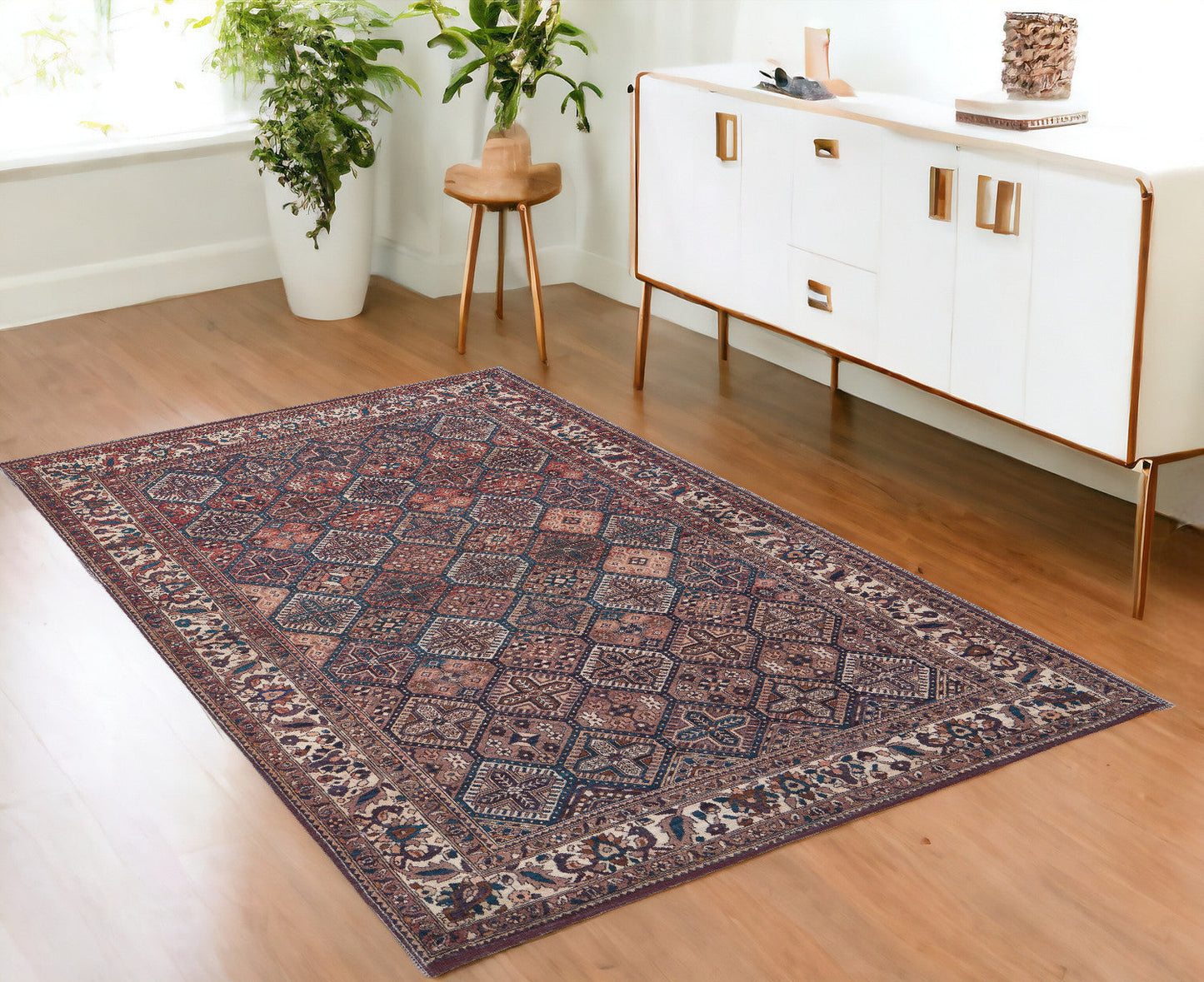 10' X 14' Ivory and Blue Floral Power Loom Area Rug